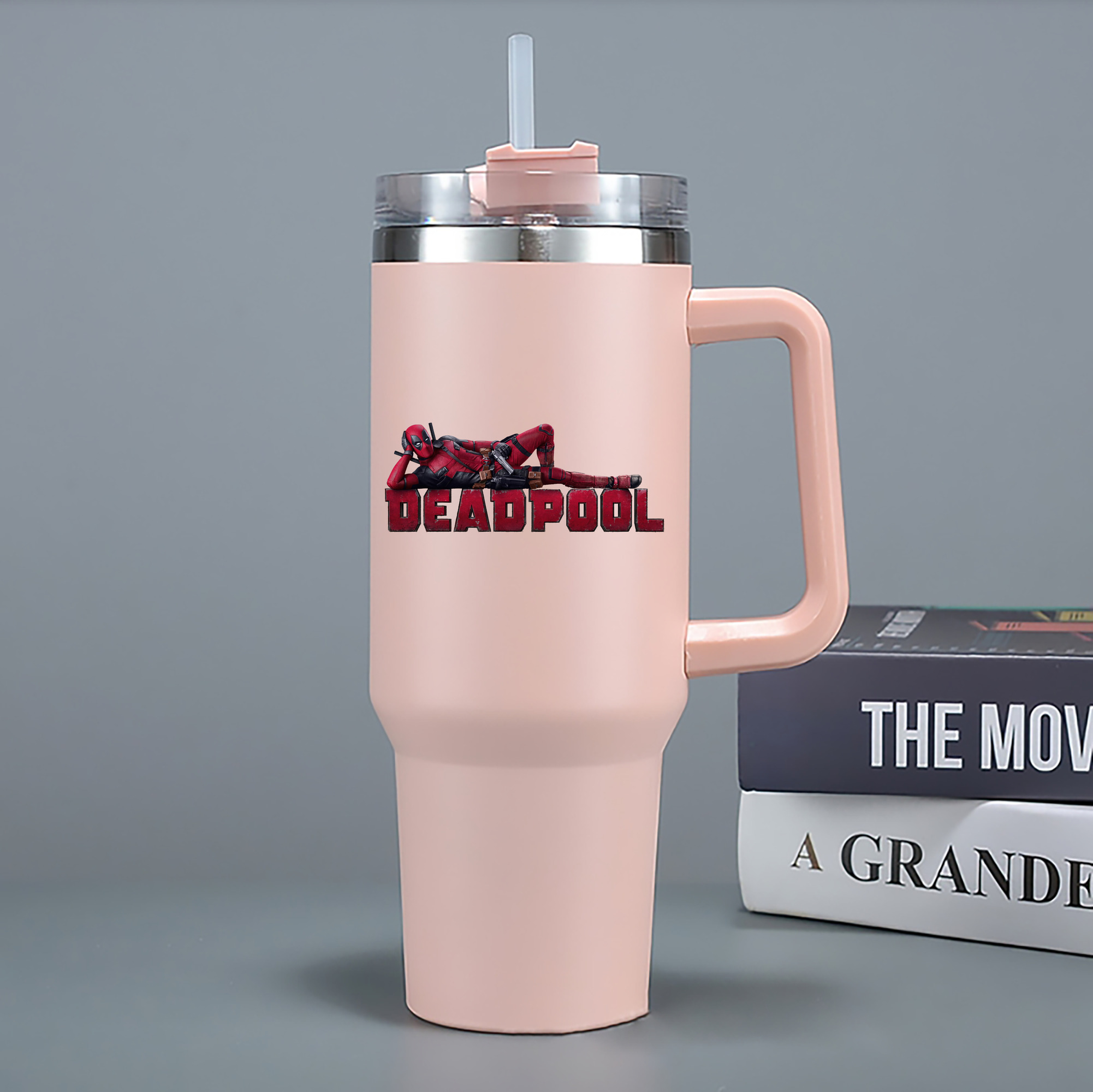 （画像用） Deadpool デッドプール 1200mL車用タンブラー - クリスタルステッカー（プラスチックストロー付き）